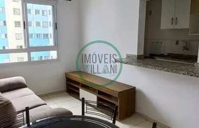 Imagem: O apartamento possui 1 Dormitório, 1 Banheiro, 1 Vaga na garagem