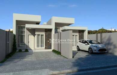 Imagem: A casa possui 3 Dormitórios, 1 Banheiro, 2 Vagas na garagem