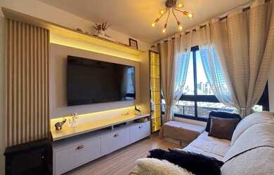 Imagem: O apartamento possui 1 Dormitório, 1 Banheiro, 1 Vaga na garagem