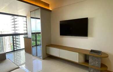 Imagem: O apartamento possui 1 Dormitório, 1 Banheiro, 1 Vaga na garagem