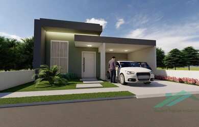 Imagem: A casa possui 3 Dormitórios, 2 Banheiros, 4 Vagas na garagem