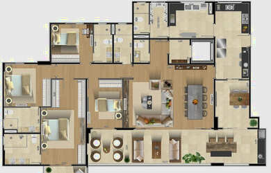 Imagem: O apartamento possui 4 Dormitórios, 5 Banheiros, 3 Vagas na