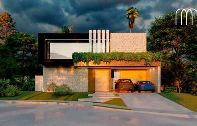 Imagem: A casa em condomínio possui 4 Dormitórios, 4 Banheiros, 2