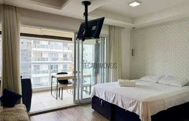 Imagem: O apartamento possui 1 Dormitório, 1 Banheiro, 1 Vaga na garagem