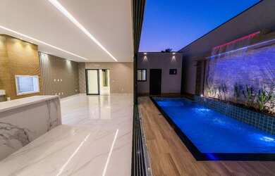 Imagem: A casa em condomínio possui 4 Dormitórios, 5 Banheiros, 3