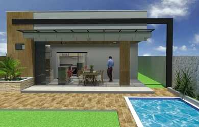 Imagem: A casa possui 3 Dormitórios, 3 Banheiros e 2 Vagas na garagem