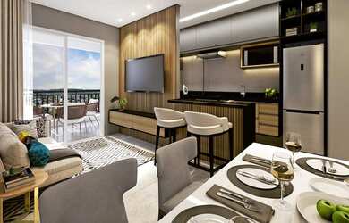 Imagem: O apartamento possui 2 Dormitórios, 1 Banheiro, 1 Vaga na garagem