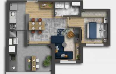 Imagem 3: Apartamento para venda possui 49m² - 1Dormitório - 1Vaga de Garagem