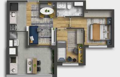 Imagem 4: Apartamento para venda possui 49m² - 1Dormitório - 1Vaga de Garagem