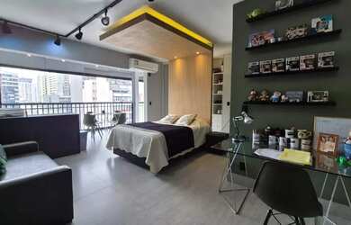 Imagem: O apartamento possui 1 Dormitório, 1 Banheiro, 1 Vaga na garagem