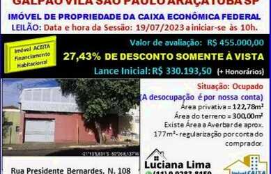 Imagem: O depósito possui 122m² de Área e está localizado em Vila