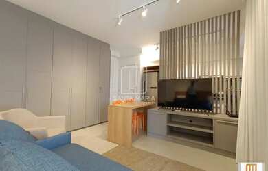 Imagem: O apartamento possui 1 Dormitório, 1 Banheiro, 1 Vaga na garagem