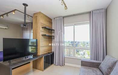 Imagem: O apartamento possui 1 Dormitório, 1 Banheiro, 1 Vaga na garagem