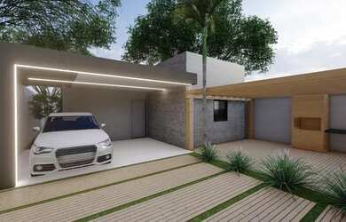 Imagem: A casa possui 3 Dormitórios, 1 Banheiro, 2 Vagas na garagem