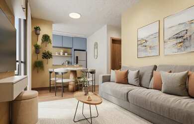 Imagem: O apartamento possui 2 Dormitórios, 1 Banheiro, 1 Vaga na garagem