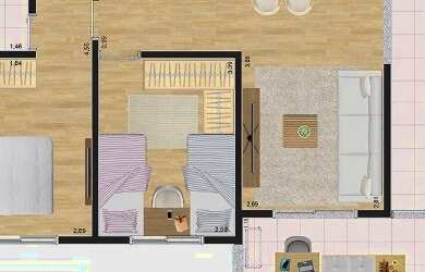 Imagem: O apartamento possui 2 Dormitórios, 2 Banheiros, 1 Vaga na