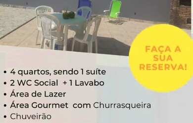 Imagem: A casa possui 4 Dormitórios, Acomodam 10 pessoas e 2 Vagas