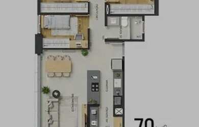 Imagem: O apartamento possui 3 Dormitórios, 2 Banheiros, 2 Vagas na