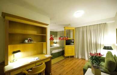 Imagem: O apartamento possui 1 Dormitório, 1 Banheiro, 1 Vaga na garagem