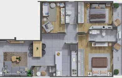 Imagem 2: AP 401 Planta 3QS/2VAGAS Bairro Novo Mundo