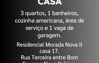 Imagem: A casa em condomínio possui 3 Dormitórios, 1 Banheiro, 1 Vaga