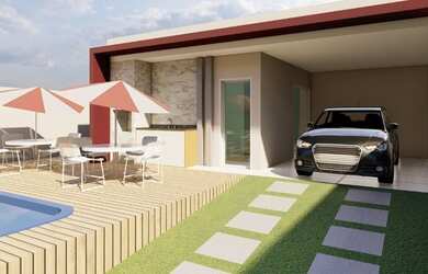 Imagem: A casa possui 3 Dormitórios, 3 Banheiros, 2 Vagas na garagem