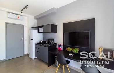 Imagem: O studio para alugar possui 1 Dormitório, 1 Banheiro, 1 Vaga