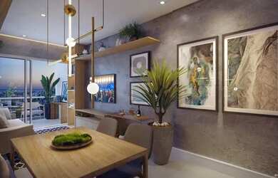 Imagem: O apartamento possui 1 Dormitório, 1 Banheiro, 1 Vaga na garagem