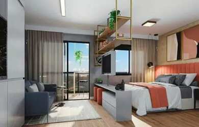 Imagem: O studio possui 1 Dormitório, 1 Banheiro, 1 Vaga na garagem