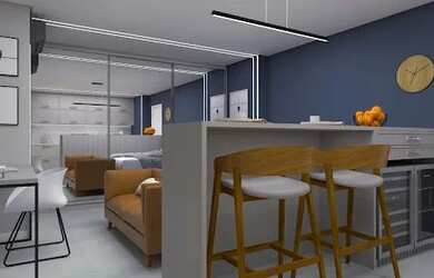 Imagem: O apartamento possui 1 Dormitório, 1 Banheiro, 1 Vaga na garagem