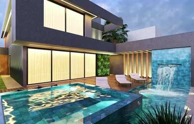 Imagem: A casa possui 4 Dormitórios, 5 Banheiros, 4 Vagas na garagem