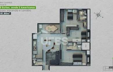 Imagem: O apartamento possui 2 Dormitórios, 3 Banheiros, 2 Vagas na
