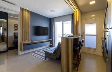 Imagem: O apartamento possui 1 Dormitório, 1 Banheiro, 1 Vaga na garagem