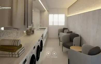 Imagem: O apartamento possui 1 Dormitório, 1 Banheiro, 1 Vaga na garagem