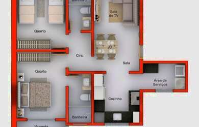 Imagem: O apartamento possui 2 Dormitórios, 2 Banheiros, 1 Vaga na