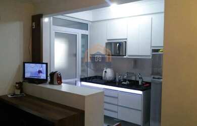 Imagem: O apartamento possui 1 Dormitório, 1 Banheiro, 1 Vaga na garagem