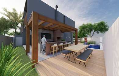 Imagem: A casa em condomínio possui 3 Dormitórios, 4 Banheiros, 3