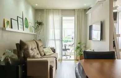 Imagem: O apartamento possui 1 Dormitório, 2 Banheiros, 1 Vaga na garagem