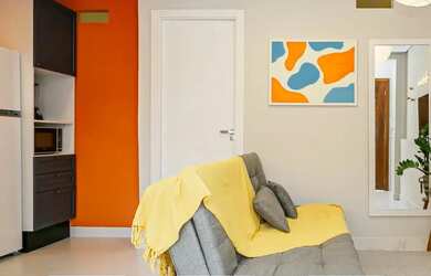 Imagem: O apartamento possui 1 Dormitório, 1 Banheiro, 40m² de Área