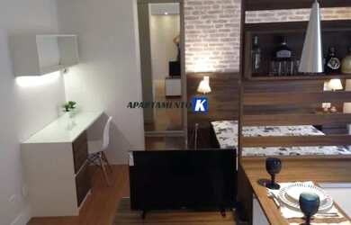 Imagem: O studio possui 1 Dormitório, 1 Banheiro, 1 Vaga na garagem