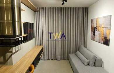 Imagem: O apartamento possui 1 Dormitório, 2 Banheiros, 1 Vaga na garagem