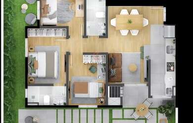 Imagem: O apartamento possui 3 Dormitórios, 1 Banheiro, 1 Vaga na garagem