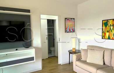 Imagem: O apartamento possui 1 Dormitório, 1 Banheiro, 1 Vaga na garagem