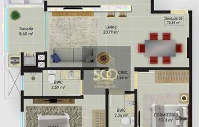 Imagem 9: Apartamento à venda, 76 m² por R$ 364.000,00 - Barreiros - São José/SC