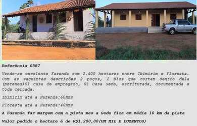 Imagem: A fazenda possui 2.400m² de Área e está localizado em Ibimirim