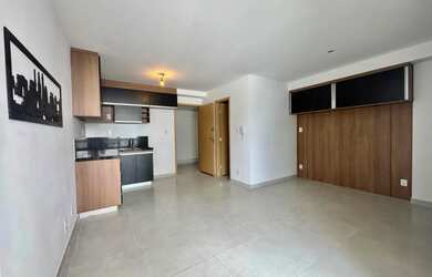 Imagem: O studio possui 1 Dormitório, 1 Banheiro, 39m² de Área e