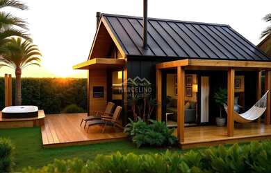 Imagem: A casa possui 1 Dormitório, 1 Banheiro, 2 Vagas na garagem