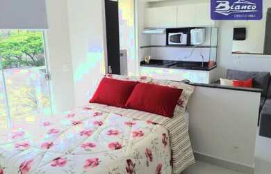 Imagem: O apartamento possui 1 Dormitório, 1 Banheiro, 1 Vaga na garagem