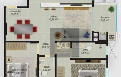 Imagem 10: Apartamento à venda, 76 m² por R$ 364.000,00 - Barreiros - São José/SC