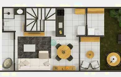 Imagem: A casa em condomínio possui 2 Dormitórios, 3 Banheiros, 1